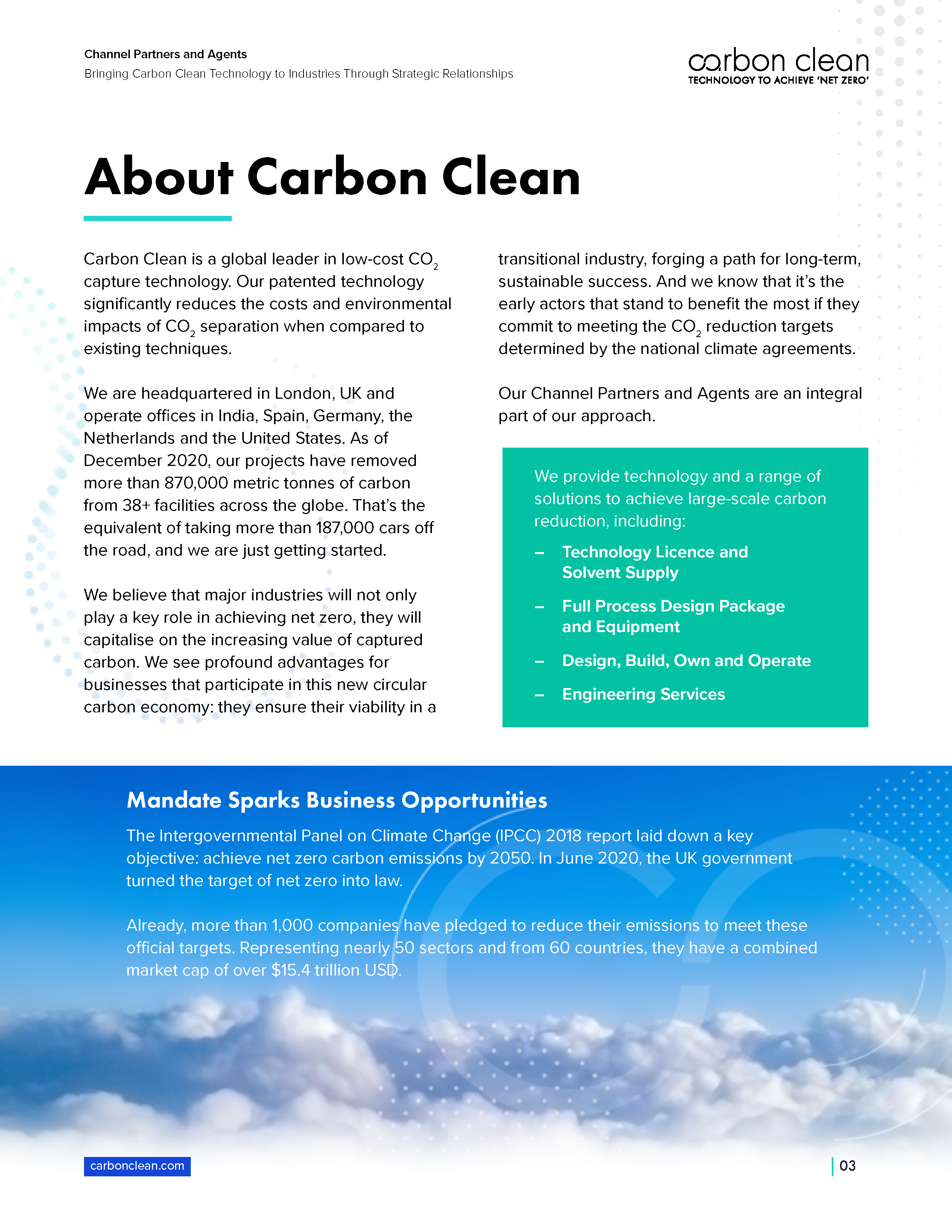 Channel Partners and Agents Carbon Clean